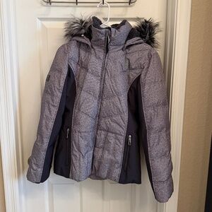 GERRY Ski Jacket Winter Puffer Detachable Faux Fur Hood Grey Gray